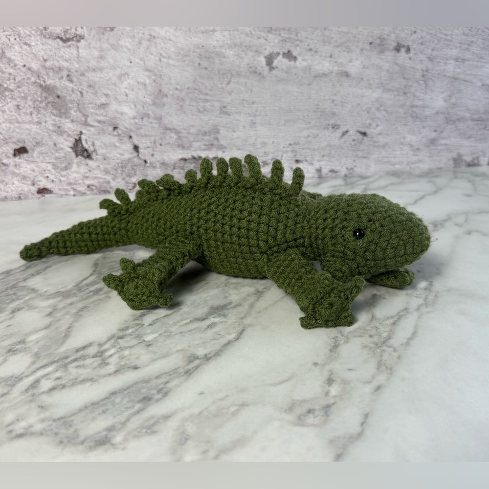 Handmade Crochet Green Iguana Amigurumi Plush Reptile